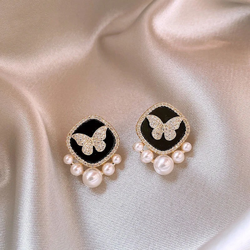 Butterfly Pearl Stud Earrings