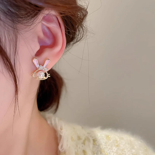 Cute Bunny Pearl Earrings