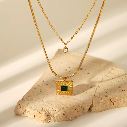 Emerald Radiance Layered Necklace