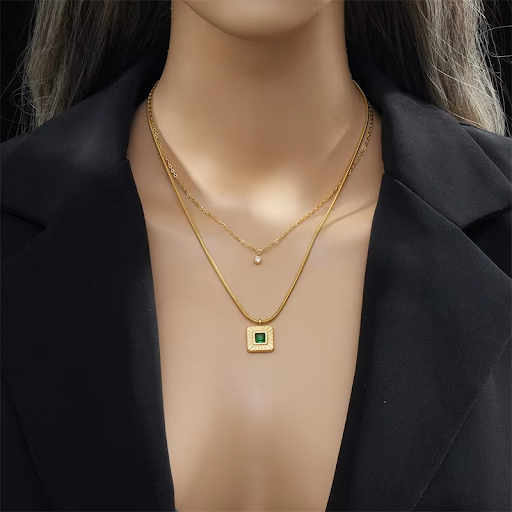 Emerald Radiance Layered Necklace