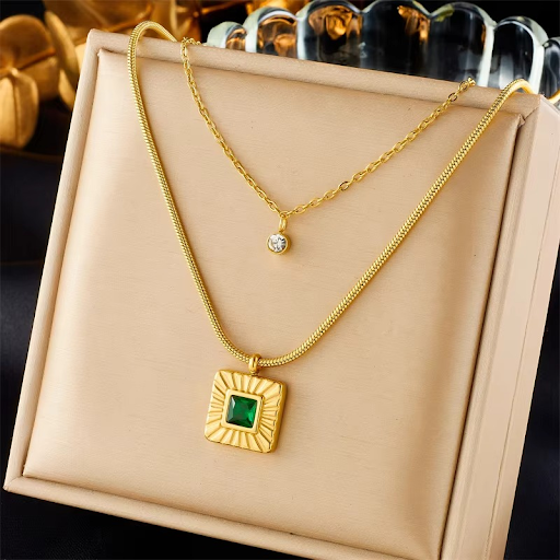 Emerald Radiance Layered Necklace