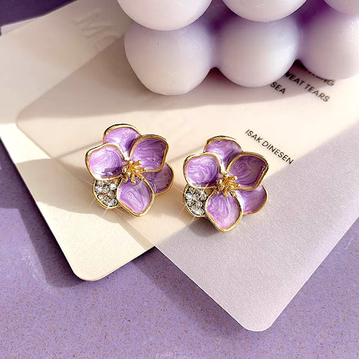Lavender Floral Stud Earrings