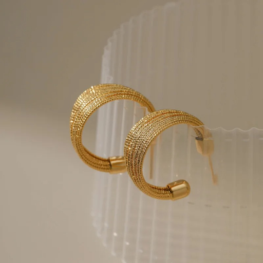 Multi Layer Elegant Golden Wire Hoops