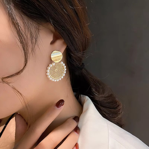 Pearl-Embellished Gold Filigree Earrings