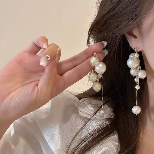 Pearl Drop Long Earrings