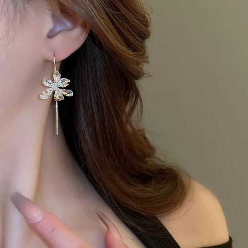 Silver Blossom Drop Earrings