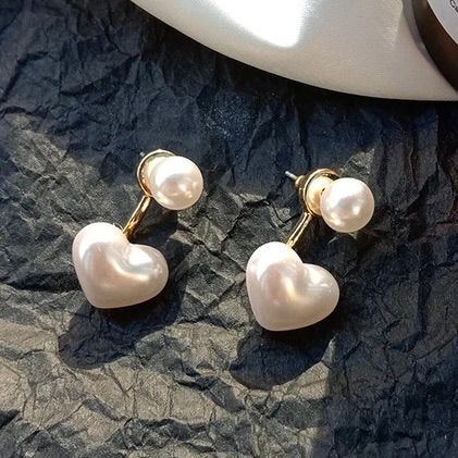Simple Pearl Heart Earrings