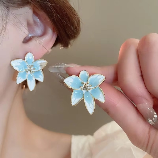 Sky Blossom Enamel Studs