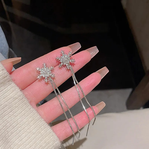 Snowflake Tassel Long Earrings