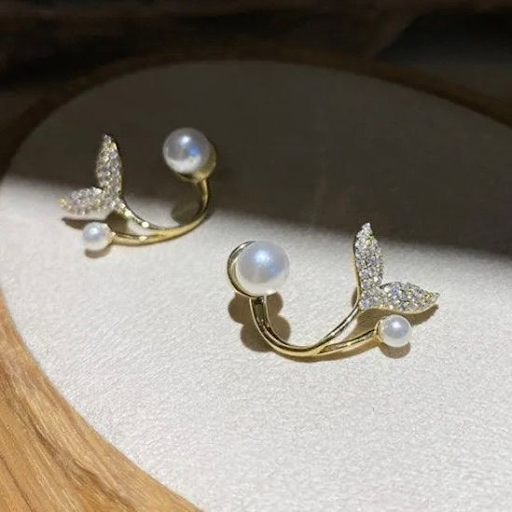 Stone Fishtail Studs Earrings