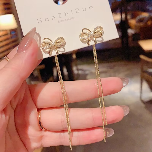 Bow Drop Chain Earring