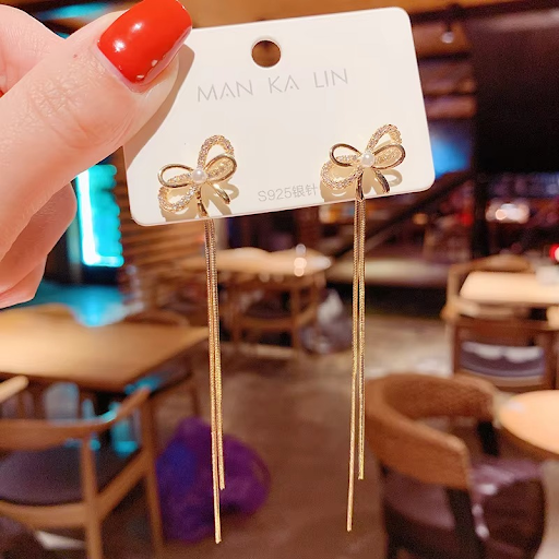 Bow Drop Chain Earring