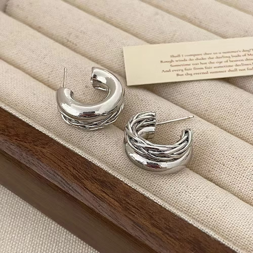 Double Layer Silver Hoops