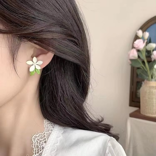 White Flower Earrings
