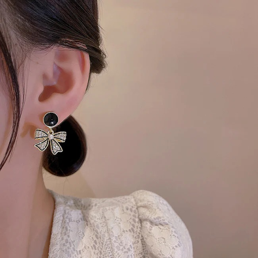 Black Bow Earrings