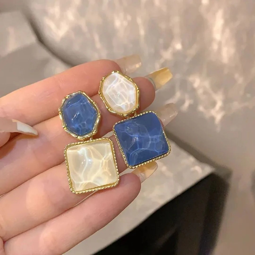 Blue and White Duo Earrings