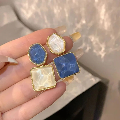 Blue and White Duo Earrings