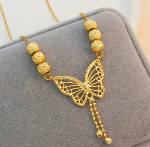 Golden Butterfly & Beads Necklace