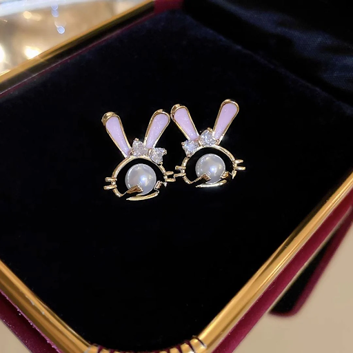 Cute Bunny Pearl Earrings