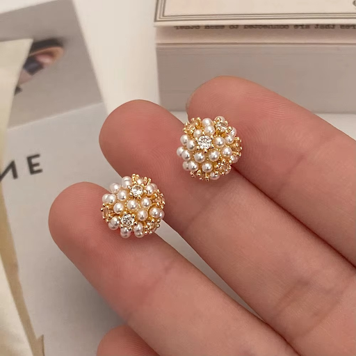 Golden Bloom Pearl Studs