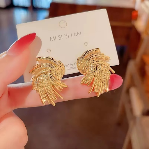 Golden Spiral Burst Earrings