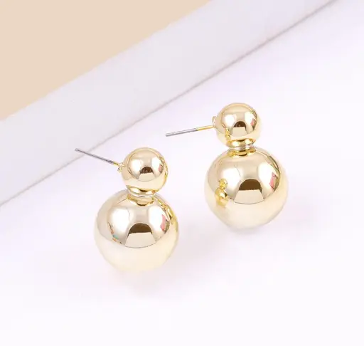 Double Ball Golden Earrings