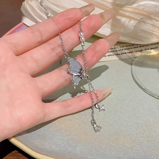 Half Butterfly Wing Drop Necklace