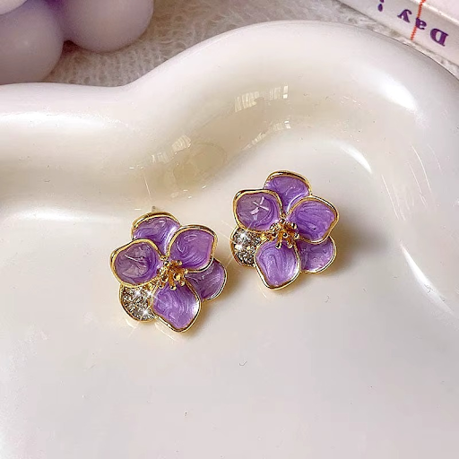 Lavender Floral Stud Earrings