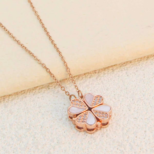 Magnetic Flower Rose Gold Plated Necklace