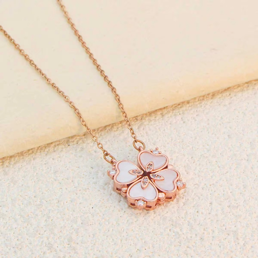 Magnetic Flower Rose Gold Plated Necklace