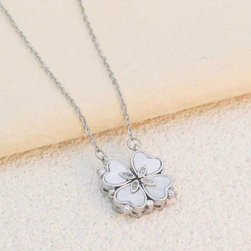 Magnetic Flower Silver Plated Necklace