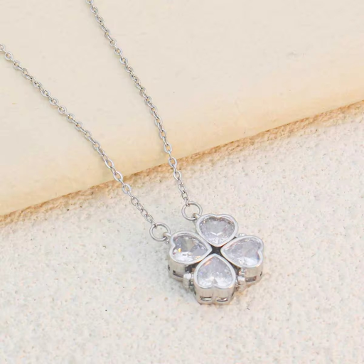 Magnetic Flower Silver Plated Necklace