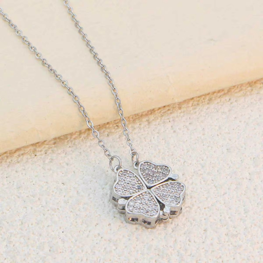 Magnetic Flower Silver Plated Necklace