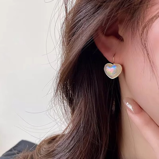 Opal Shine Heart Earrings