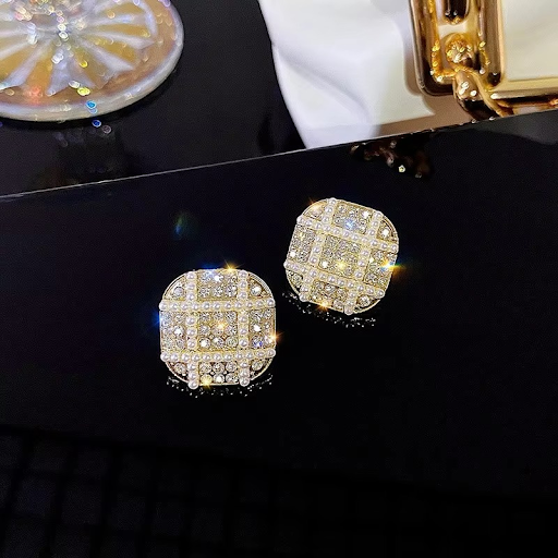 Stone and Bead Stud Earrings