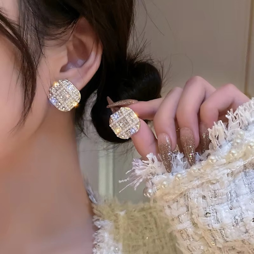 Stone and Bead Stud Earrings