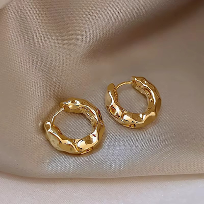 Textured Golden Hoop Earrings