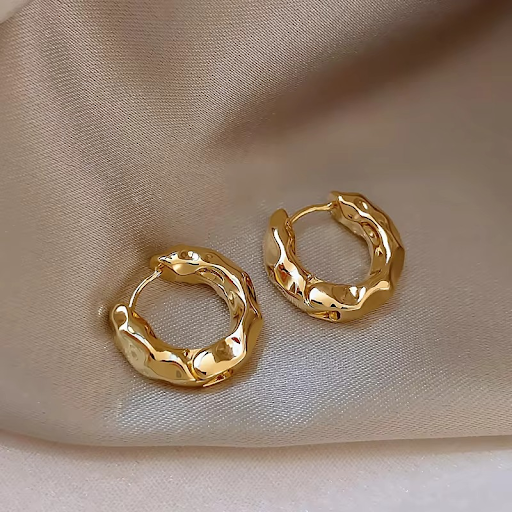 Textured Golden Hoop Earrings