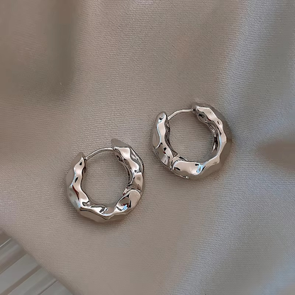 Textured Silver Hoop Earrings