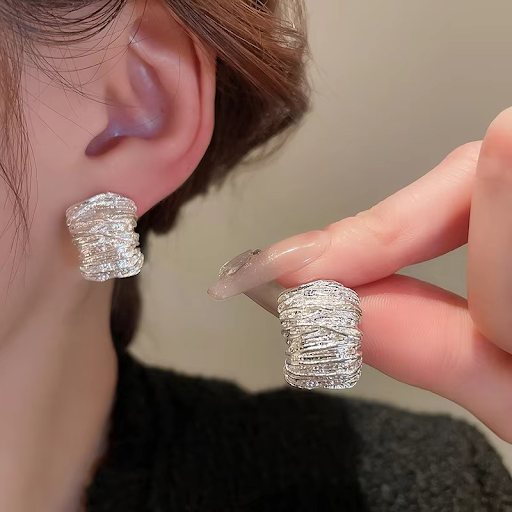 Textured Silver Wrap Studs
