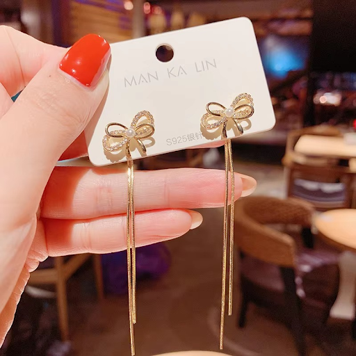 Bow Drop Chain Earring