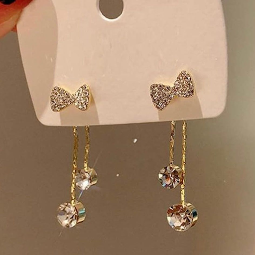 Bow Stone Drop Earrings