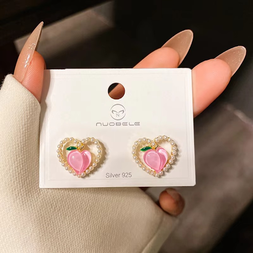 Peachy Heart Shape Earrings