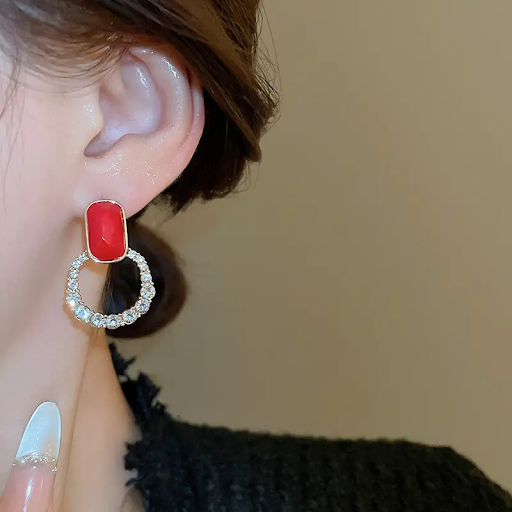 Red Crystal Hoop Earrings