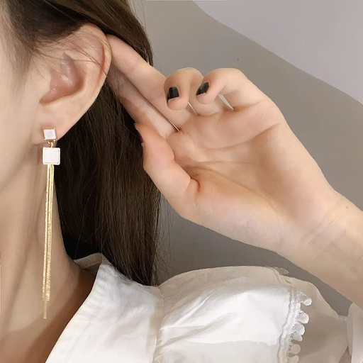 Square Long Tassel Earrings