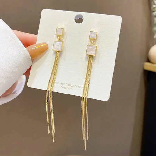 Square Long Tassel Earrings