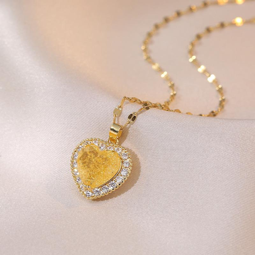 Yellow Heart Chain Necklace